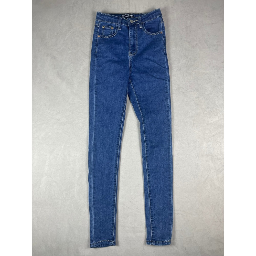 PrettyLittleThing Skinny Jeans Blue Denim High Rise 5 Pocket Sz US 0 UK 4 EU 32